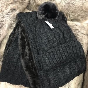 Black Hat and Scarf Set